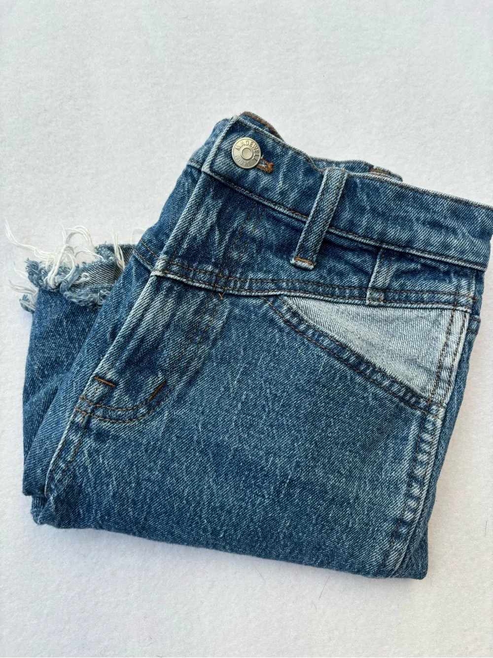 Madewell High Rise Long Denim - Contrast Yoke Addition Shorts